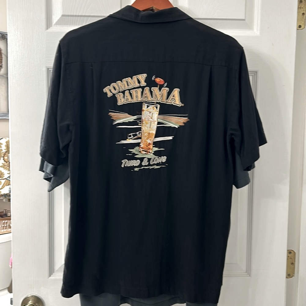 Tommy Bahama black  camp shirt, size small